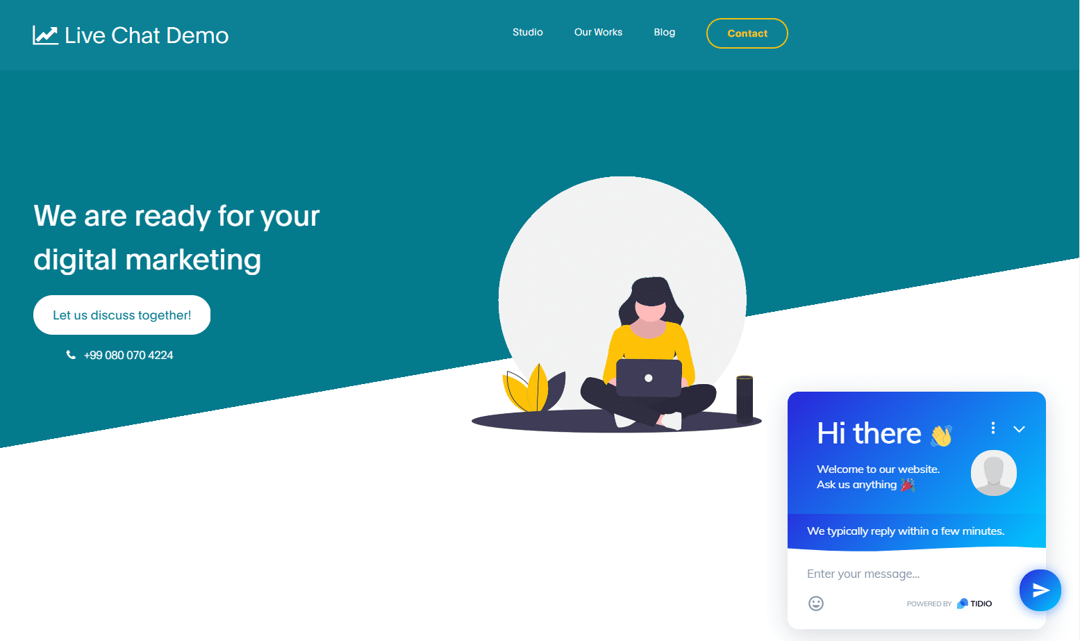 Tidio live chat interface