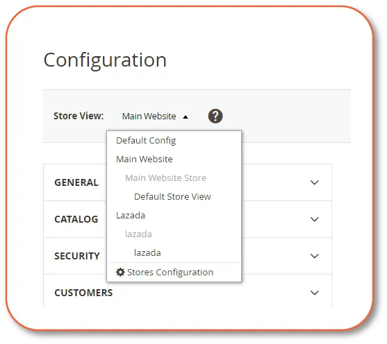 store view config magento dashboard