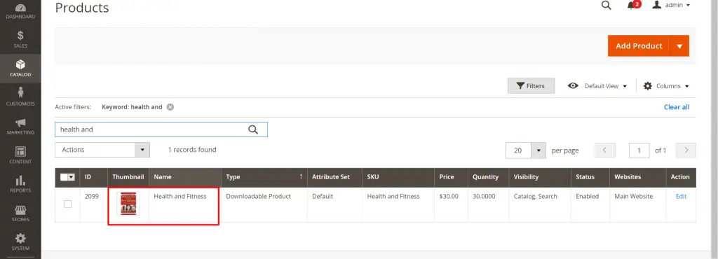 verify the result in magento 2 dashboard 