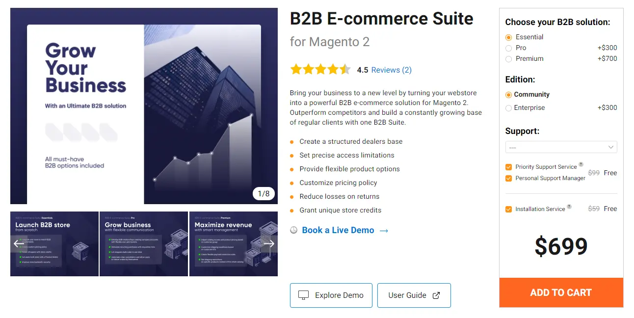 B2B ecommerce suite extension