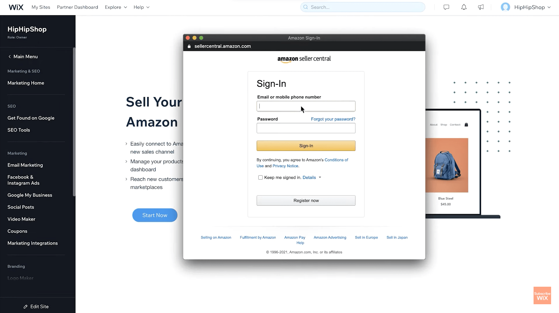 Connect Wix Store to Amazon
